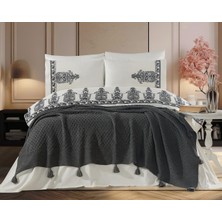 Capital Home Çift Kişilik Dubai Nevresim Takımı Püsküllü Örgü Battaniye Seti 7 Parça