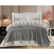 Capital Home Çift Kişilik Dubai Nevresim Takımı Püsküllü Örgü Battaniye Seti 7 Parça