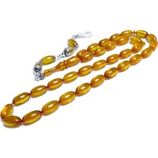 Tesbih Rüyası Kızılcık Kesim Sarı Ateş Kehribar Tesbih 7X13MM