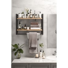 L'occi Concept Ludlow 2 Raflı Metal Düzenleyici Havluluk Duvara Monte Banyo Rafı Metal Organizer Çok Amaçlı Raf