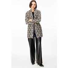 On Çiçek Desenli Ceket Siyah