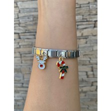 Kesmia Kararmaz Çelik Bileklik & Charm Modelleri Yeni Yıl Konsept - Şıklık ve Dayanıklılık Ayarlanabilir - Kararmaz, 18 cm