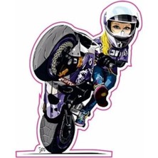Gogo 72X90MM Motorcu Kız sticker