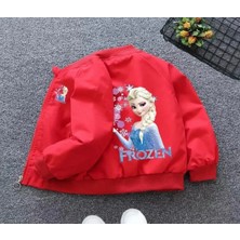 Kids Face Özel Tasarım Kolej Yaka Tam Fermuarlı Elsa Baskılı Şardonlu Kışlık Kız Çocuk Sweatshırt