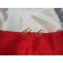 Oval Taşlı Merdiven Model Gold Küpe
