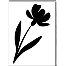 Piktura Kır Çiçeği, Floral, Botanik, Yaprak Minimalist Stencil Serisi No.8