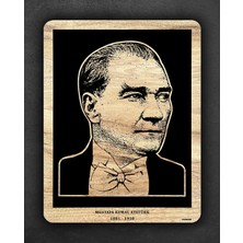 Ahşap Kazıma Atatürk Portresi Duvar Tablosu, Lazer İşleme Ahşap Atatürk Tablosu