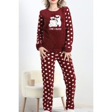 Kazax Polar Pijama Takımı Bordo1 - 19215.1048.