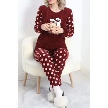 Kazax Polar Pijama Takımı Bordo1 - 19215.1048.