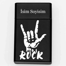 Melek Pazarı Kişiye Özel Isimli Rock Desenli Metal Sigara Tabakası Tütün Sigara Kutusu