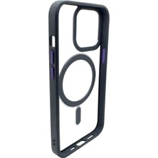 İphone 14 ProMax Uyumlu Magsafe Kılıf Metal Kamera Metal Tuşlu Kapak