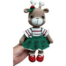 Sevimli Geyik Kız Amigurumi Organik Oyuncak