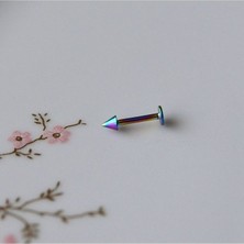 Heppii Sivri Uçlu Cerrahi Çelik  Tragus Piercing Helix Kıkırdak 8 mm Hologram Renk