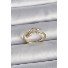 Ezo Concept Pirinç Gold Renk Zirkon Taşlı Yılan Ayarlanabilir Model Kadın Yüzük