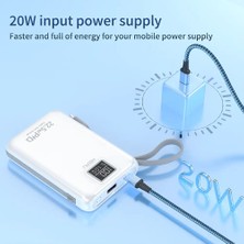 Hepu HP-A01 10.000 Mah 22.5W Dijital Göstergeli Dahili Çoklu Kablolu Powerbank Hızlı Şarj Destekli Pd Şarj USB Type C Lightning Power Bank