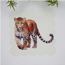 Decofav Sulu Boya Asil Leopar Tasarımlı Lazer Kesim Kumaş Kokteyl Peçetesi 1 Adet