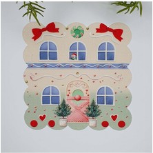 Decofav Yeşil Şeker Ev Sulu Boya Yılbaşı Konsept Lazer Kesim Kumaş Kokteyl Peçetesi 1 Adet