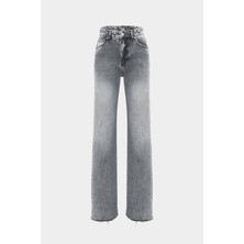High Waist Wed Leg Kar Yıkama Geniş Paça Dikişsiz Jean