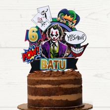 Cake Topper Joker Temalı Erkek Çocuk Doğum Günü Isme Özel Kişiselleştirilebilir 3D Pasta Parti Süsü (21X22 Cm)