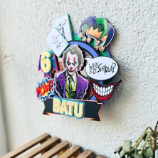 Cake Topper Joker Temalı Erkek Çocuk Doğum Günü Isme Özel Kişiselleştirilebilir 3D Pasta Parti Süsü (21X22 Cm)