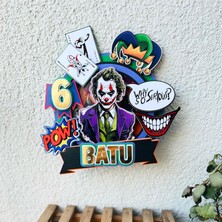 Cake Topper Joker Temalı Erkek Çocuk Doğum Günü Isme Özel Kişiselleştirilebilir 3D Pasta Parti Süsü (21X22 Cm)