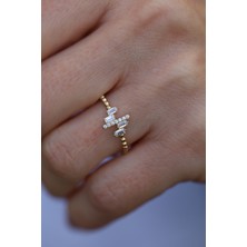 Yenigün Kuyumculuk 14 Ayar Altın Çapraz Baget Taşlı Ince Yüzük