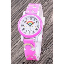 Saattino Çocuk Saatleri Şık Analog Gökkuşağı Çocuk Saati Bileklik Kombini ST-304348