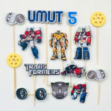 Cake Topper Transformers Karakterleri Temalı Erkek Çocuk Doğum Günü Isme Özel 3D Pasta Parti Süsü Seti