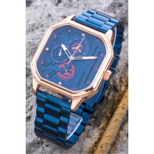 Lacivert Renk Rose Gold Muhteşem Uyumu Spor Çelik Erkek Kol Saati ST-304291