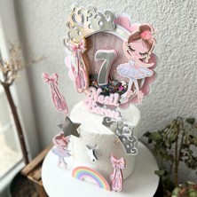 Cake Topper Balerin Temalı Kız Çocuk Doğum Günü Isme Özel 3D Pasta Parti Süsü Seti