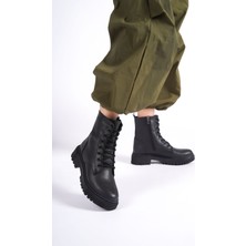 Kadın Emil Shoes Siyah Postal Fermuarlı Bağcıklı Bot