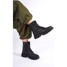 Kadın Emil Shoes Siyah Postal Fermuarlı Bağcıklı Bot