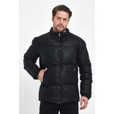 Eg38 Marco Karbon Kapşonsuz Deri Mont Siyah