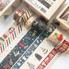 Xmas Washi Tape / Yılbaşı Desenli Kağıt Bant 8 Adet Özel Kutusunda