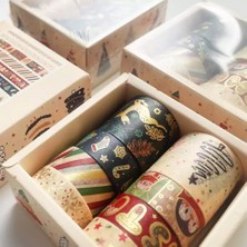 Xmas Washi Tape / Yılbaşı Desenli Kağıt Bant 8 Adet Özel Kutusunda