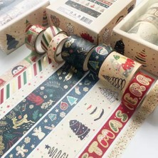 Xmas Washi Tape / Yılbaşı Desenli Kağıt Bant 8 Adet Özel Kutusunda
