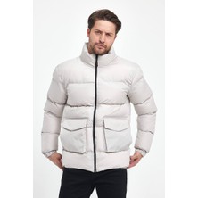 Eg38 Marco Cepli Kapaklı Şişme Mont Krem