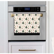 Ho Ho Ho Yazılı Yılbaşı Objeler Desenli Lazer Kesim Fırın Örtüsü