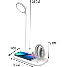 Dx-6 Lüks Kablosuz Şarj Standı - Masa Lambası ve Kablosuz Hoparlörlü Premium Şarj & En Iyi Hediye