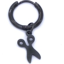 Bz 316L Çelik Unisex Siyah Tek Makas Küpe UNK-488