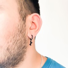 Bz 316L Çelik Unisex Siyah Tek Makas Küpe UNK-488