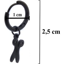 Bz 316L Çelik Unisex Siyah Tek Makas Küpe UNK-488