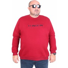 Moc Grande  Erkek Büyük Beden Sıfır Yaka 3ip Sweat London 24208 Bordo