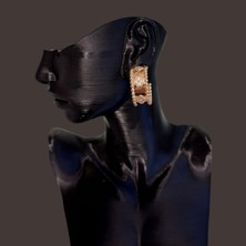 Sparkle Accessories Kadın Gold Burma Desenli Suya Dayanıklı Çelik Küpe