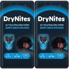 DryNites Erkek Emici Gece Külodu 8-13 Yaş 30-48 kg 9lu x 2 Adet