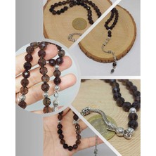 Dumanlı Kuvars Taşı Üst Segment Faset Kesim 33LÜK Tesbih 8mm (42510)