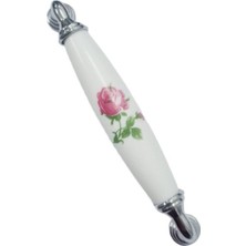 Nobel Beyaz Polimer Güllü Kulp Krom Ayaklı 128 mm 5’li Set | Şık ve Dayanıklı Mobilya Kulpu