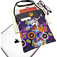 Atölye Smyrna Askılı - Kitap / Tablet / Ebook Çantası – Çıkarılabilir Askı ( 90'lar,plak,teyp,paten)