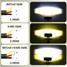 Dekohop Motosiklet Scooter Sis Farı 3 Mod Delici Işık Beyaz Sarı Metal Kasa 12V/24V LED IŞIK 2 ADET