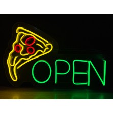 Disa Neon LED Duvar Dekoratif Aydınlatma -Open Pizza, 40X22CM-